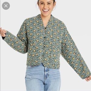 Universal Thread Quilted Floral Jacket Green